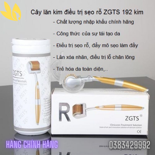 Kim lăn tay vàng zgts cây lăn mặt cây lăn kim 192 kim đủ sire 0.25-2.0 mm chăm sóc da mặt trong spa