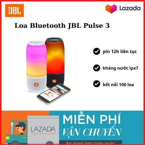Loa bluetooth ( JBL Pulse 3 ) - 20W, Loa Di Động JBL Pluse 3+ (Fullbox) New 100%, Loa Cầm Tay Mini Giá Rẻ, Loa Nhiều Màu, Loa Không Dây JBL Pluse 3+, Đèn LED 360 độ, Âm Thanh Sống Động, bảo hành 12 tháng