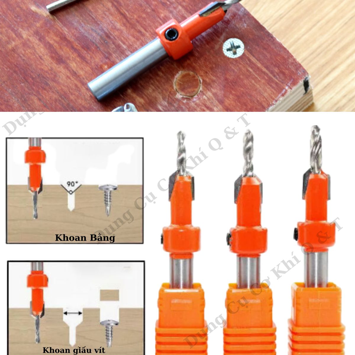 Mũi khoan âm vít gỗ đa năng , Mũi khoan mồi âm vít 2 tầng thép hợp kim YG8