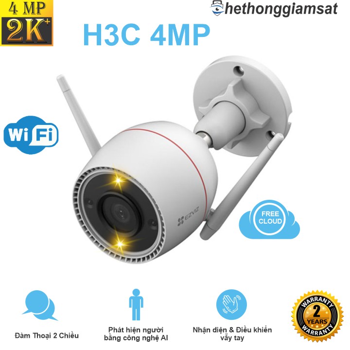 Camera Wifi Ngoài Trời, Trong Nhà EZVIZ H3C 2MP Lite, 2MP Color, H3C 3MP 2K, H3C 4MP 2K+, Chính Hãng, Bảo Hành 24 Tháng