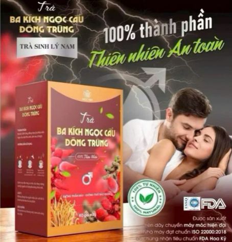 Trà Thảo Mộc Ba Kích Ngọc Cẩu Đông Trùng, Trà Ba Kích bổ thận, tráng dương, tăng cường sinh lực sinh lý nam Hộp 60 gói
