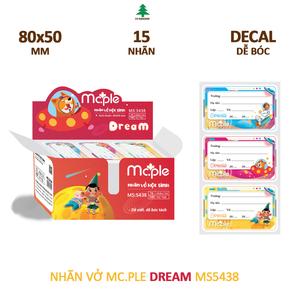 Nhãn vở Mc.ple DREAM 5438 Nhãn vở học sinh giá rẻ, đồ dùng học sinh chất lượng, cao cấp