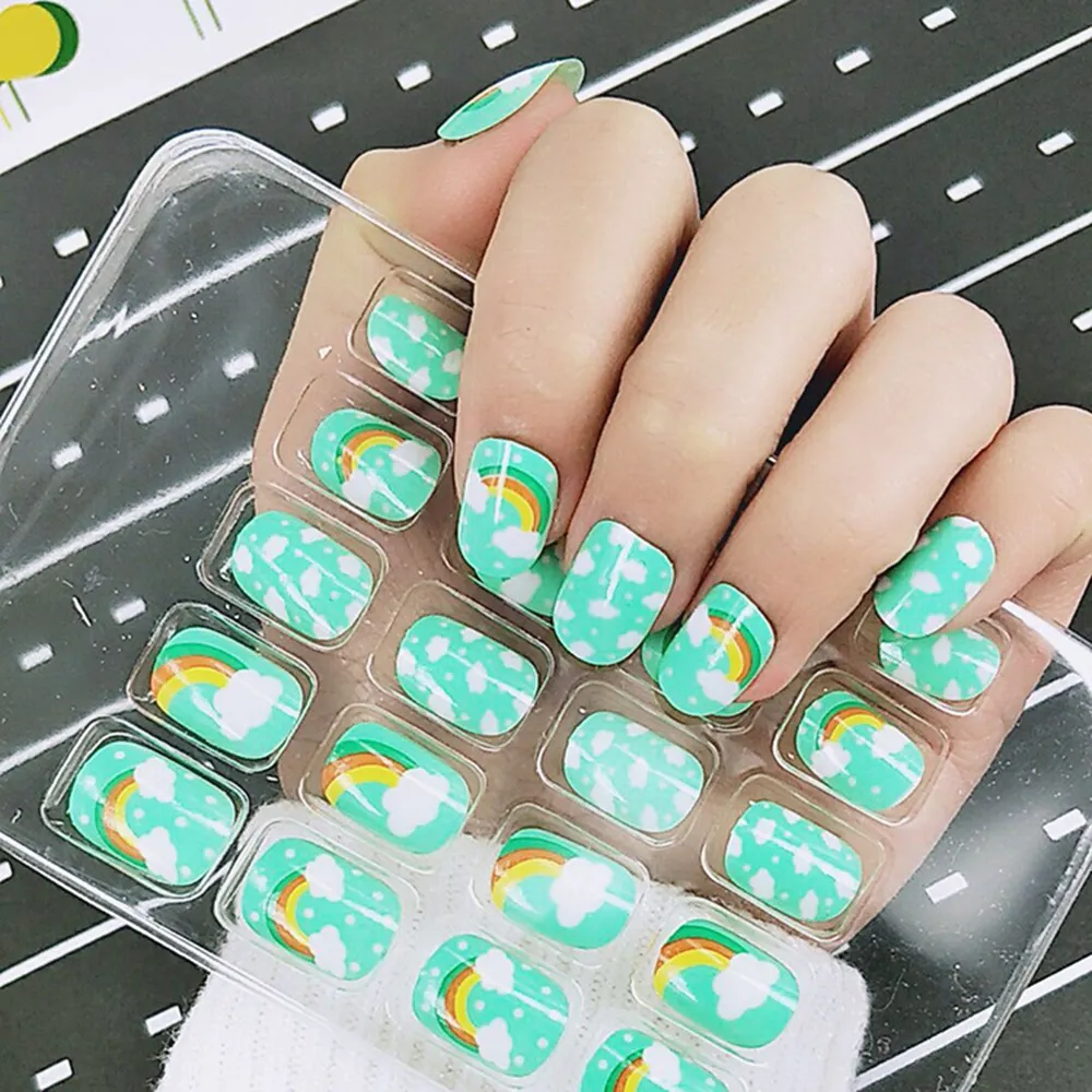 24pcs Box Short Manicure Lovely Cartoon Children False Nail Tips Full Cover Fake Nails For Little Kids Girls Diy Nail Art Lazada Ph