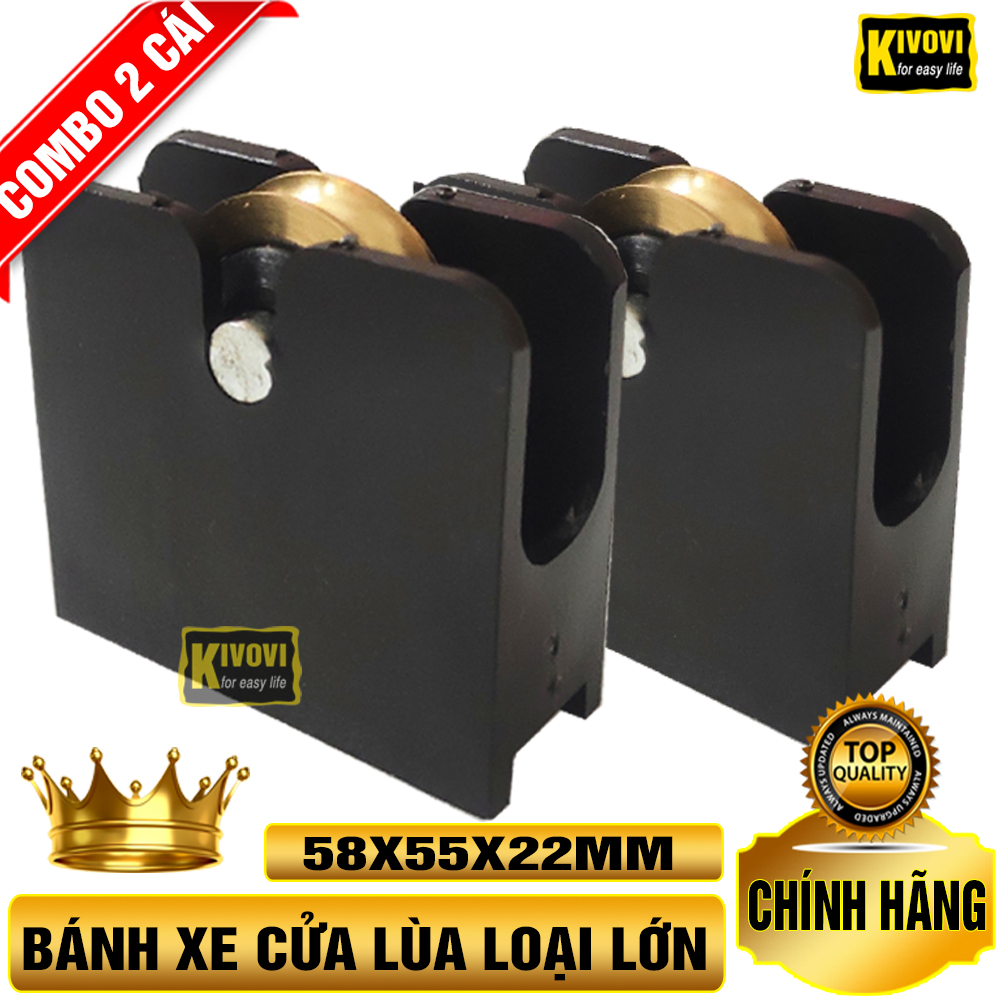 Bánh xe Cửa Lùa Nhôm LOẠI LỚN 58X55X22MM / Bánh Xe Cửa Kéo/ Bánh Xe Cửa Trượt- Con Lăn Cửa Lùa - Ray Trượt Cửa Lùa - Bánh Xe Trượt Cửa Lùa Sắt, Gỗ - Kivovi