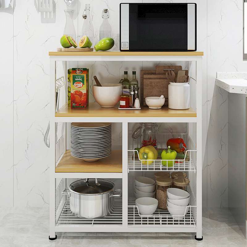 Kệ lò vi sóng 2 tầng đựng đồ nhà bếp đa năng, kệ bếp gỗ An Cường cao cấp - CHỌN MÀU GỖ
