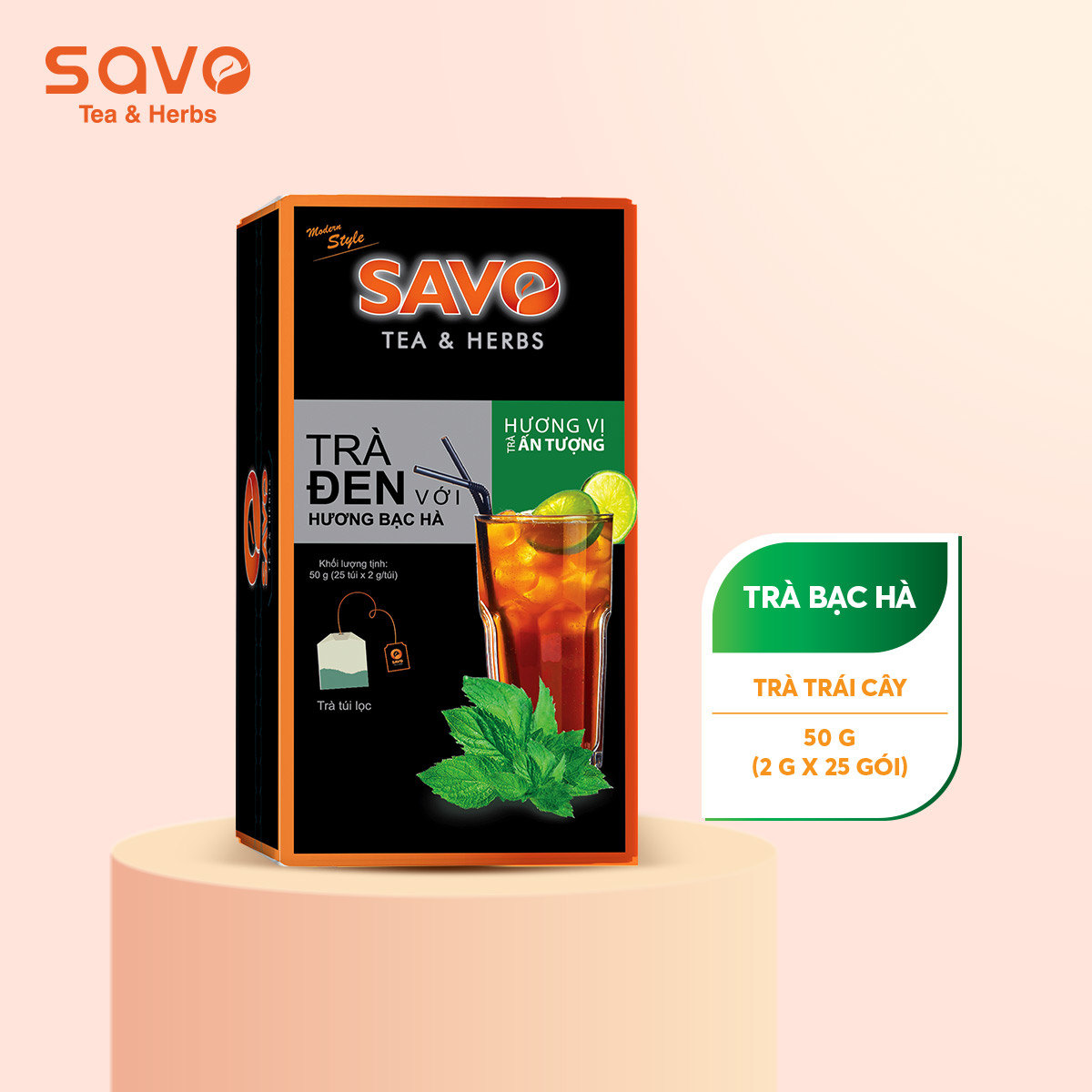 [HCM]Trà SAVO Bạc Hà (Mint Tea) - Hộp 25 Gói x 2g