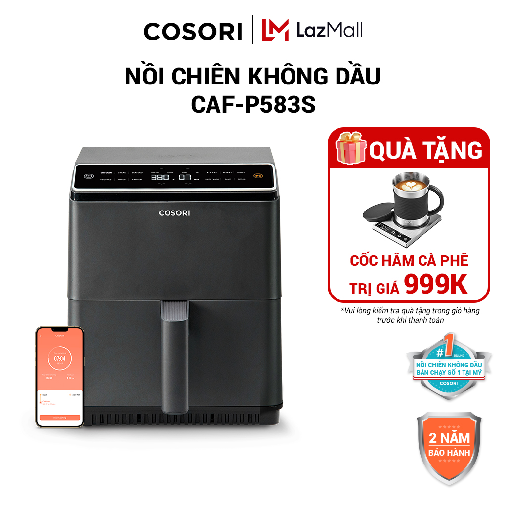 Nồi chiên không dầu 6.4l cosori p583s - hàng chính hãng