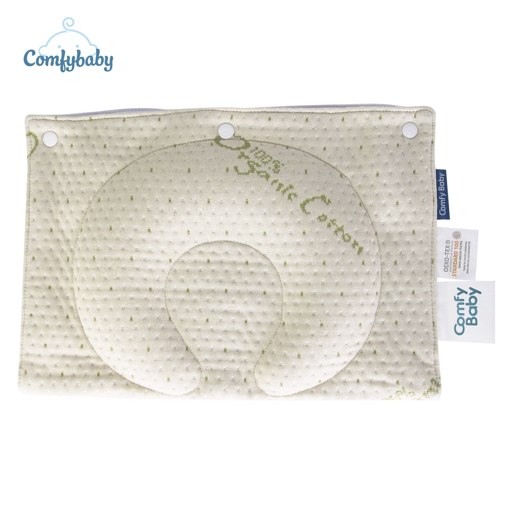 Gối lõm cho bé sơ sinh vỏ Sợi tre Bamboo kháng khuẩn Comfybaby N04 - Gối lõm chống bẹp đầu cho bé kiêm kê tay cho bé bú thấm hút mồ hôi tốt, thoáng khí