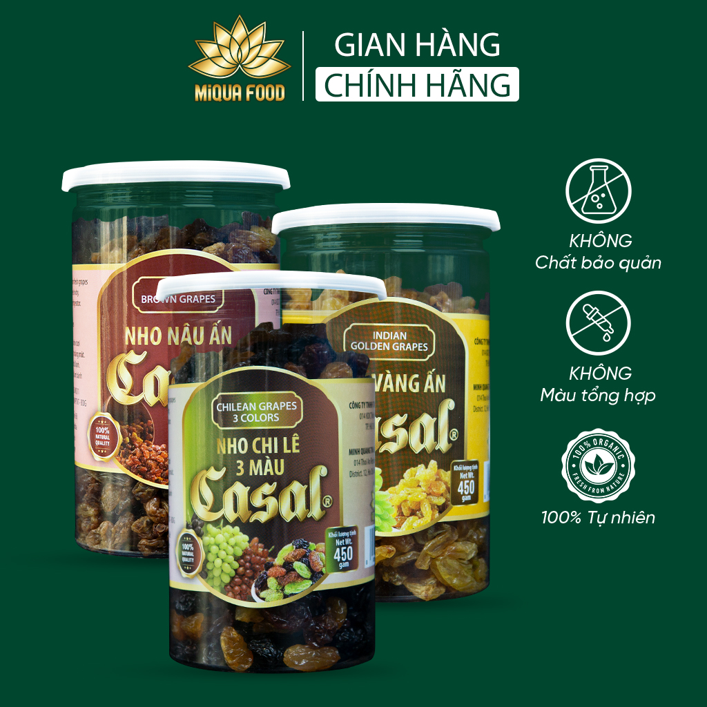 Nho sấy khô casal - hộp đứng 450gr