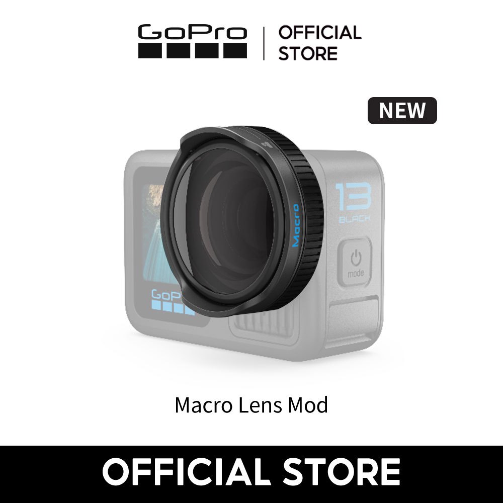  GoPro Macro Lens Mod - Ống kính cận cảnh đa tiêu cự dành cho HERO13 Black thuộc HB-Series cận cảnh lên đến 3 lần lấy nét thủ công từ 11cm đến 75cm tự động nhận dạng ống kính khi lắp để chuyển sang chế độ phóng đại chống rung HyperSmooth 