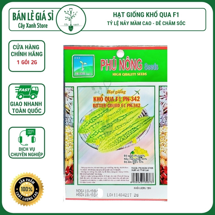 Hạt Giống Khổ Qua Xanh Cao Sản Siêu Trái 2G - Phú Nông Seeds | Cây Xanh Store Phân Phối Hạt Giống Rau Củ quả, Xơ Dừa Nén, Mùn Dừa Nén, Phân Bón Hữu Cơ Trồng Rau Sạch, Hoa Hồng, Hoa Mai, Cây Cảnh