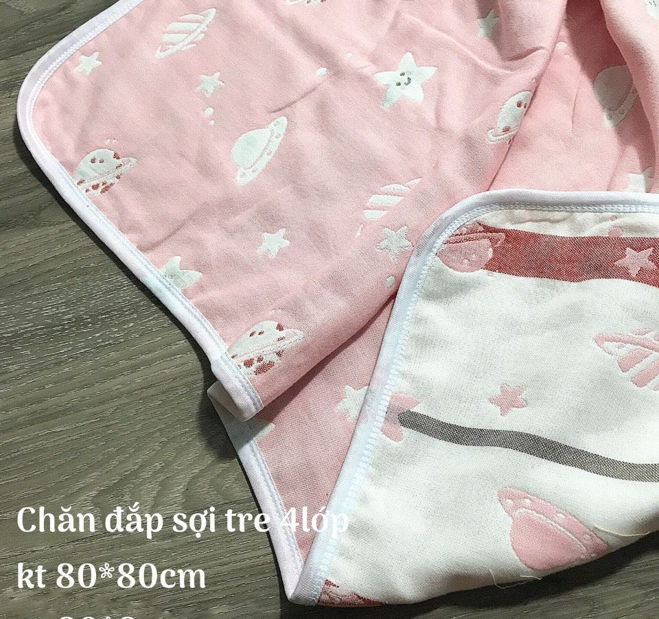 Khăn tấm 4 lớp hình 2 mặt siêu mềm mịm mát cho bé