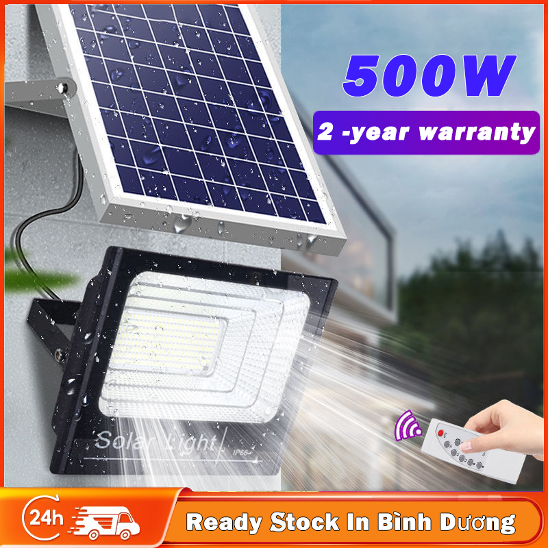 Bosun 500W đèn led năng lượng mặt trời Với chỉ báo sạc đèn led siêu sáng 0 tiền điện IP67 ngoài trời không thấm nước pin năng lượng mặt trời with remote control solar light