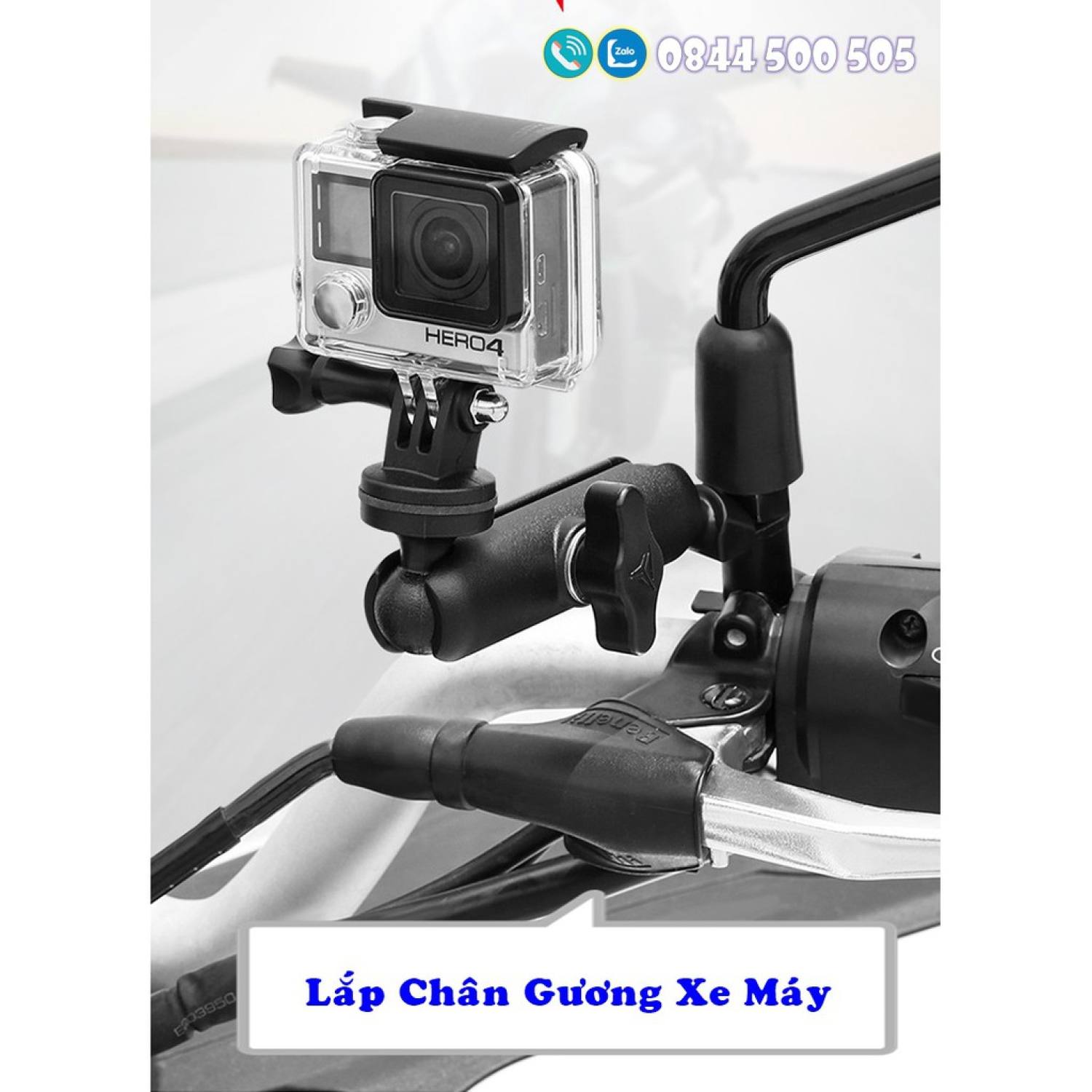 Pat gắn phụ kiện gắn camera hành trình vào chân gương xe máy