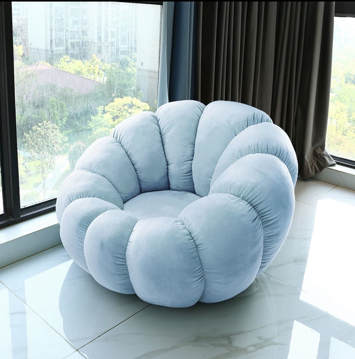 Ghế Sofa Thư Giãn Và Chụp hình Phòng khách, phòng Ngủ Hình Bông Hoa Cao Cấp, Ghế lười tựa lưng đệm bông hình bông hoa