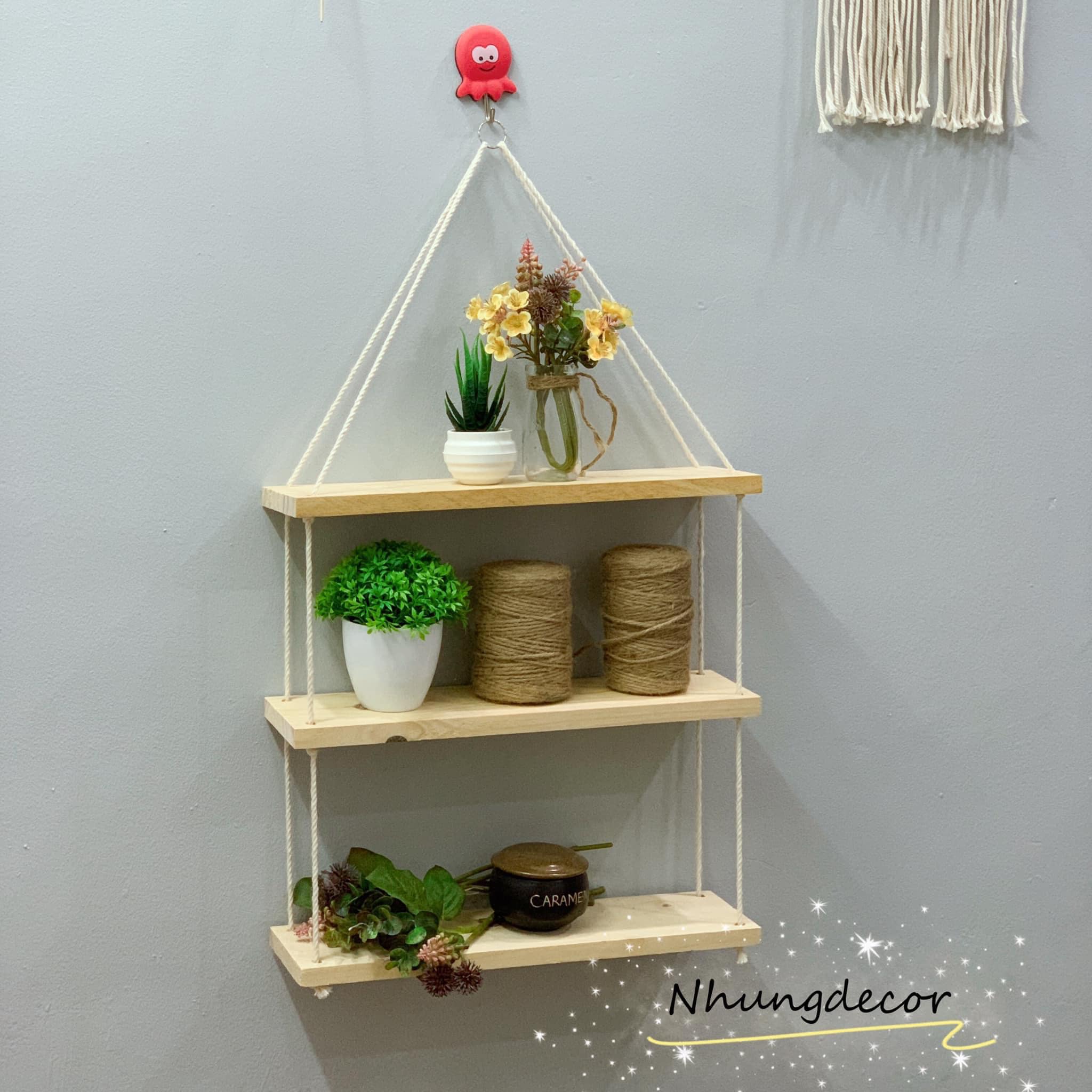 Kệ treo 3 tầng decor trang trí nhà cửa 40x13 cm