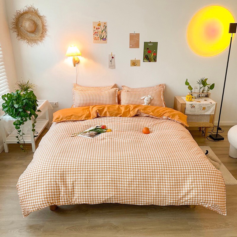 Trọn Bộ 4 Món Cotton Poly Nhập Mẫu SỌC ROMA CAM sang chảnh
