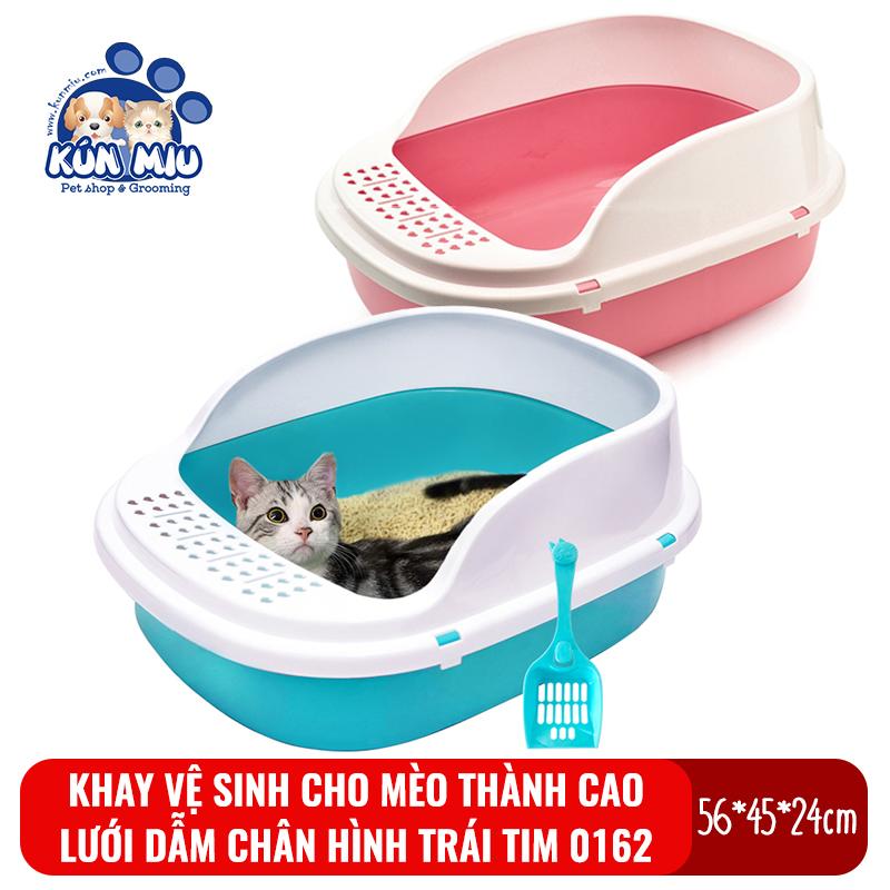 [Hoàn Tiền 10%] Khay vệ sinh cho mèo thành cao cỡ lớn kèm xẻng Kún Miu 0162 chất liệu nhựa PP cao cấp