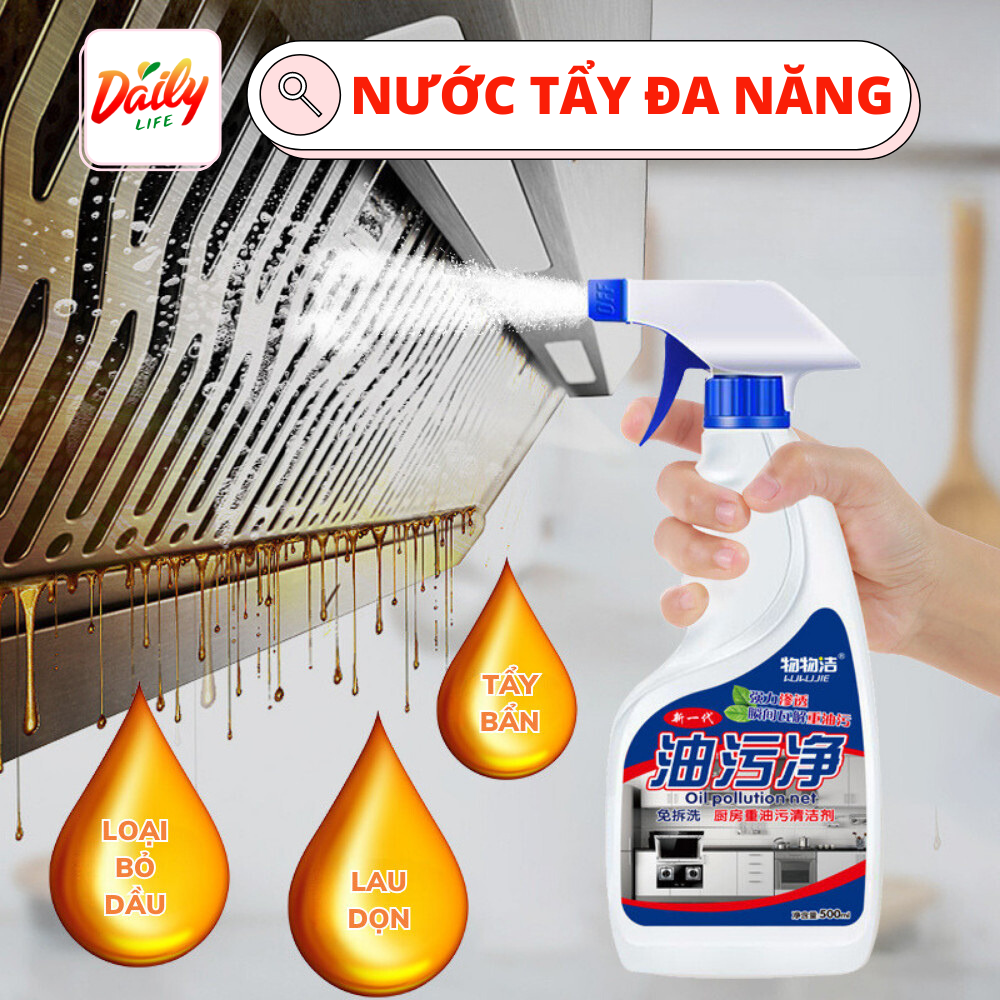 Chai Tẩy Rửa Nhà Bếp Làm Sạch Dầu Mỡ Và Hút Mùi trên Bếp Gas, Bếp Từ, Tẩy Cặn Canxi Trên Vòi Hoa Sen, Chậu Tắm, Gạch Men