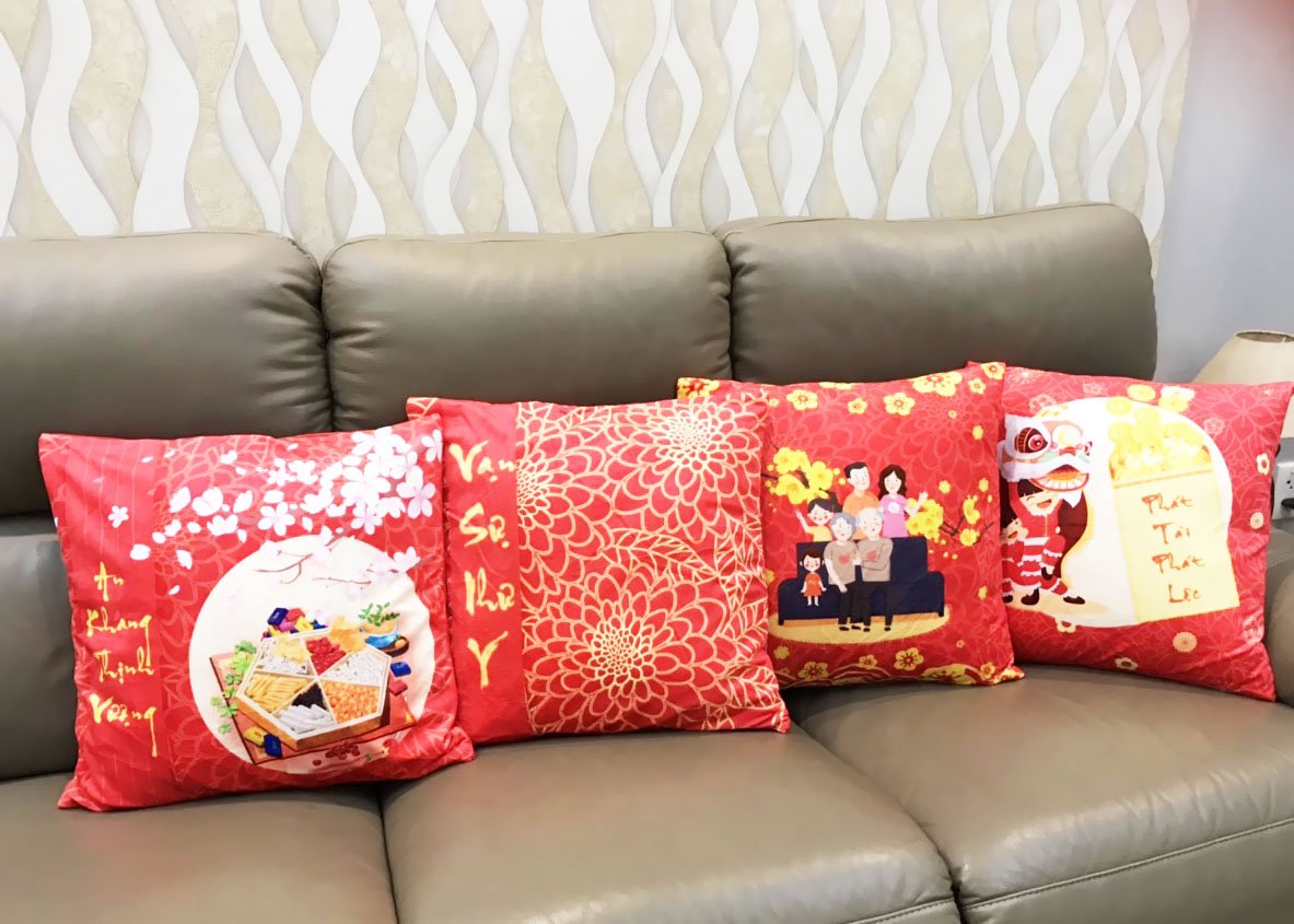 Set 4 vỏ gối trang trí tết như ý 45-45cm