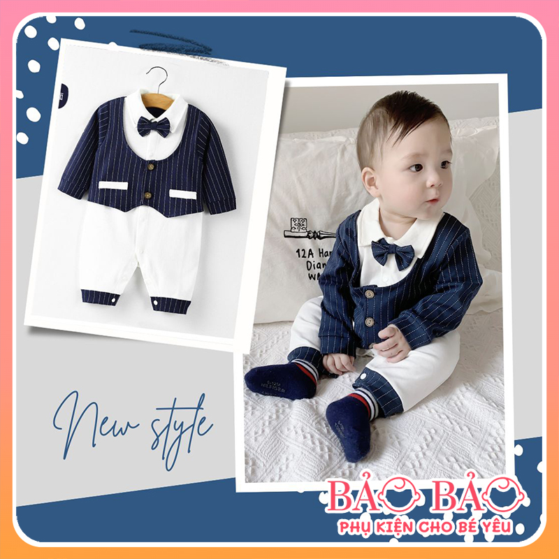 Bộ Body vest cho bé trai, body công tử cho bé trai 4-13kg
