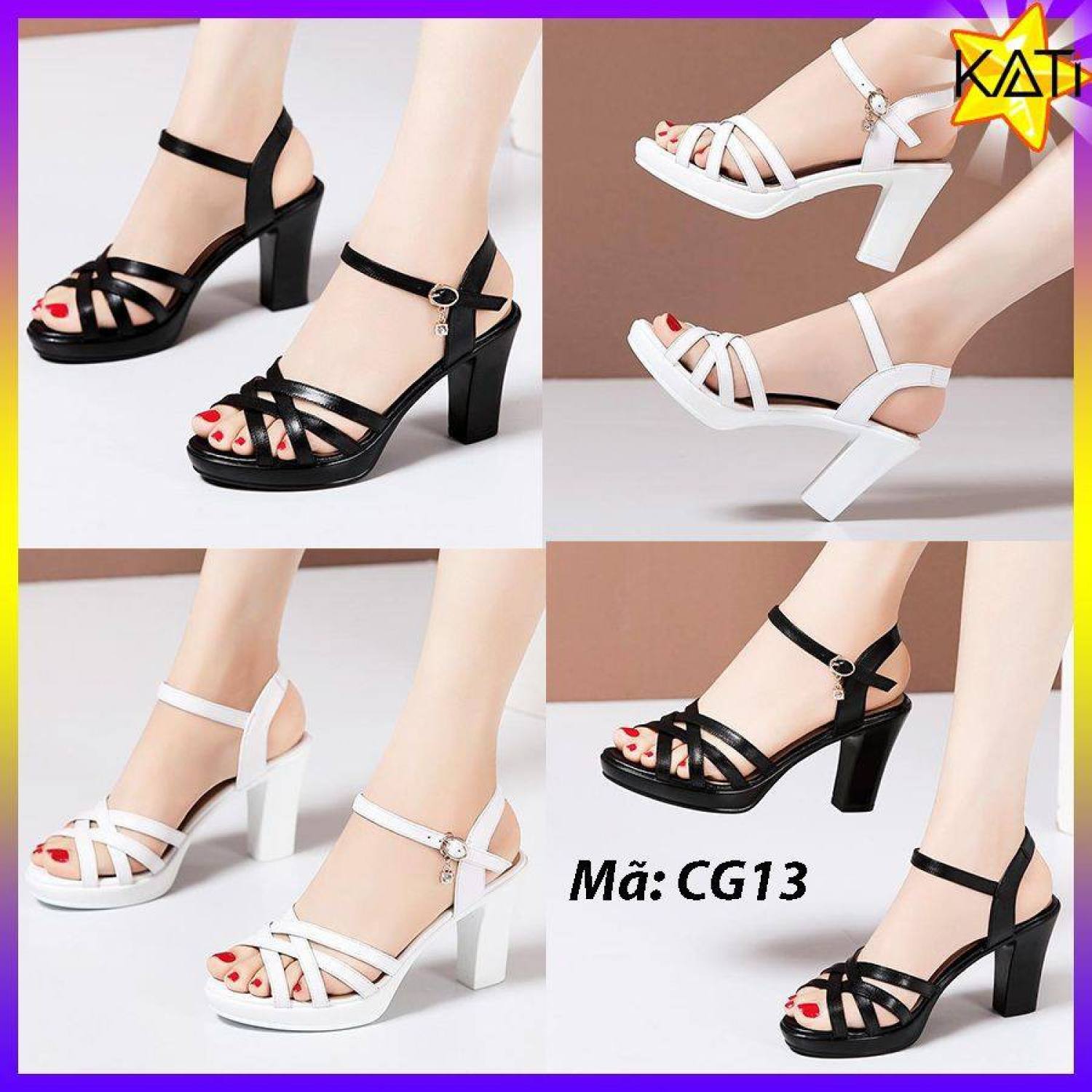 👠 Sandal gót vuông dây đan cực xinh- CG13