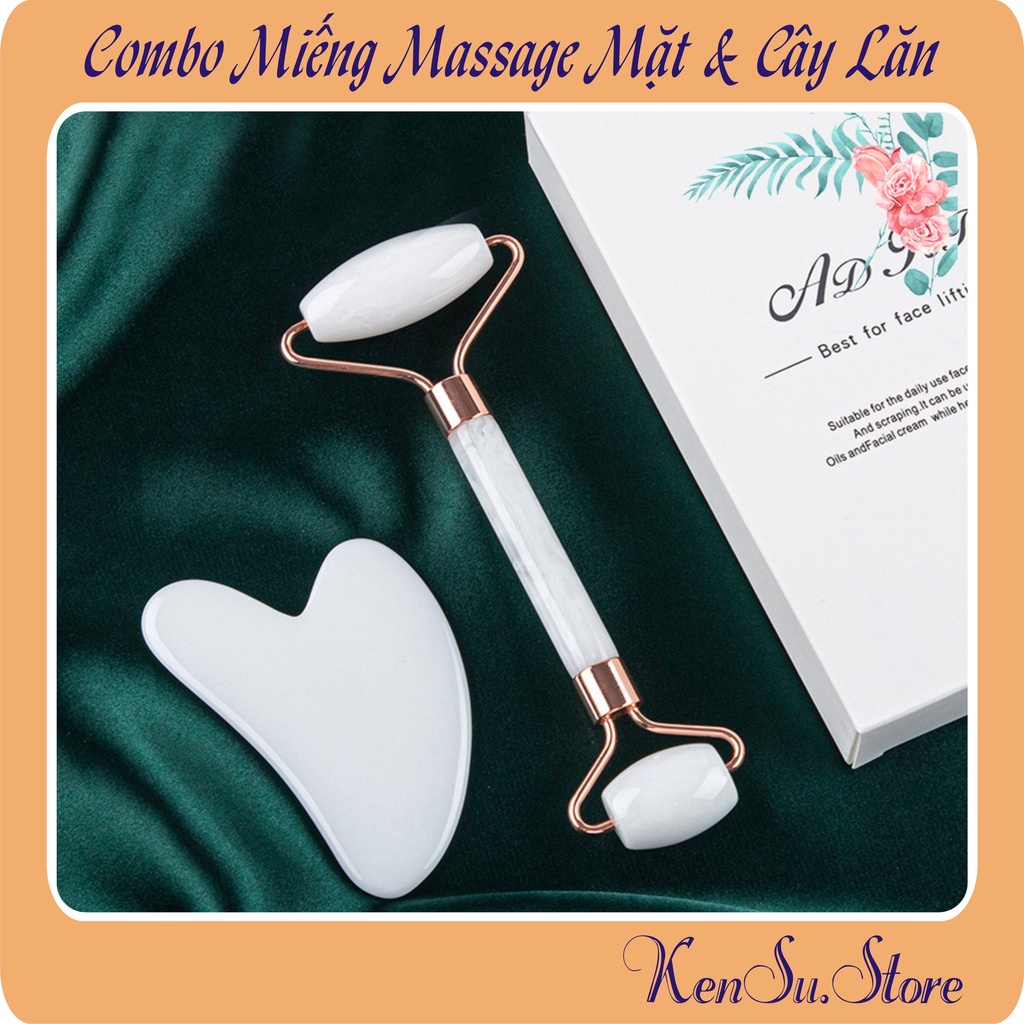 Combo Miếng Massage và Thanh Lăn Massage Mặt Giúp thon gọn trẻ hóa làn Da Mặt