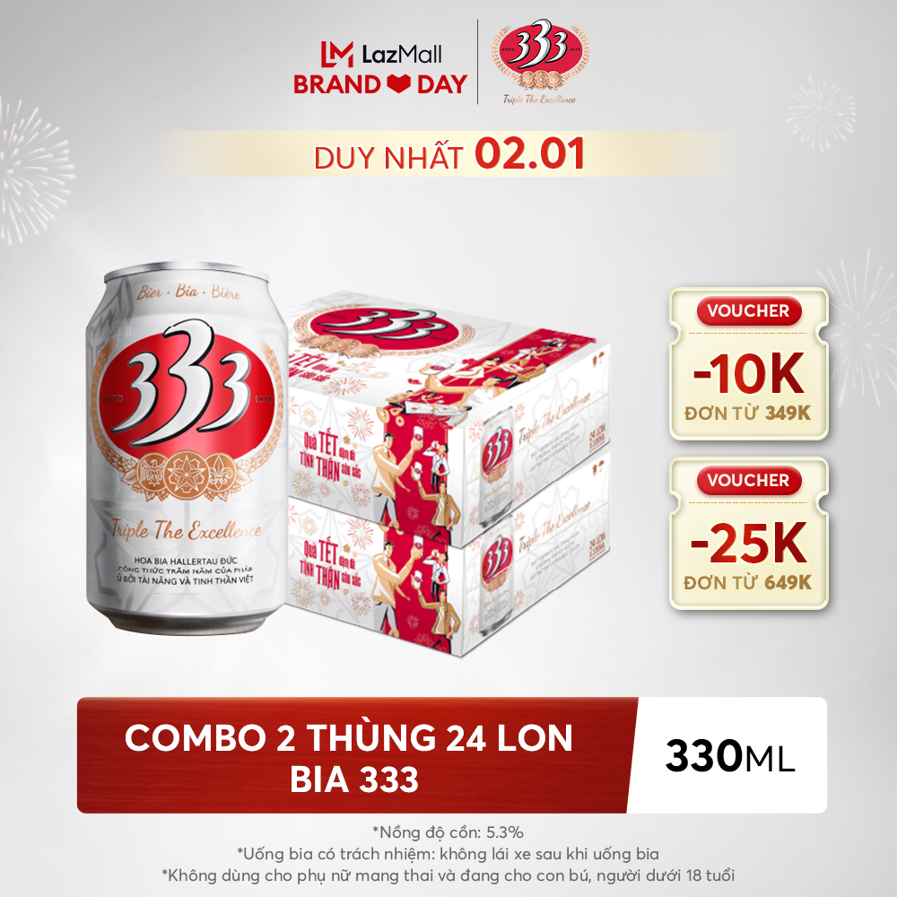 Combo 2 Thùng Bia 333 330ml x 24 lon