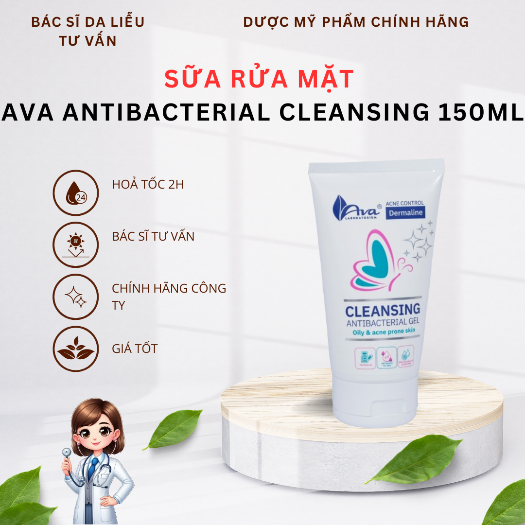 [DATE MỚI-CHÍNH HÃNG] Ava Acne Control Antibacterial Cleansing Gel 150 ml - Gel / Sữa rửa mặt cho da dầu mụn