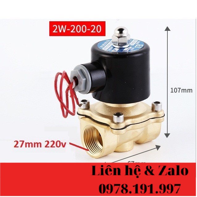 Van điện từ phi 21, phi 27,phi 34 thường đóng 220V, van thoát nước, van nước điều khiển bằng điện