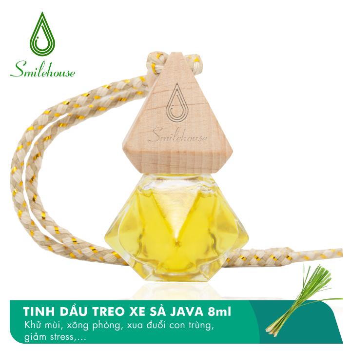 Tinh dầu treo xe Sả Java Smilehouse 8ml, khử mùi ẩm mốc, giảm stress, cam kết an toàn, nguyên chất, chống say xe.