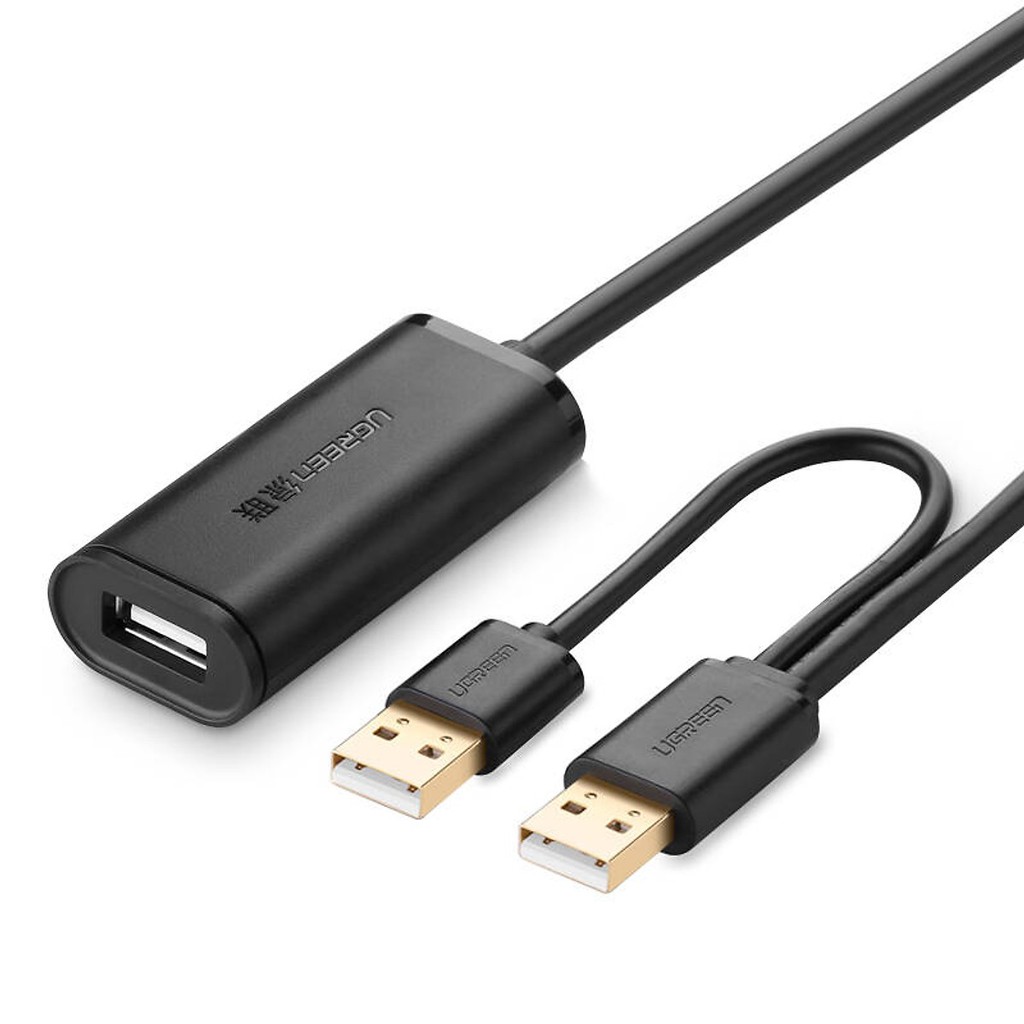 Cáp nối dài usb 2.0 10mét có nguồn phụ ugreen 20214 - bảo hành 12 tháng.