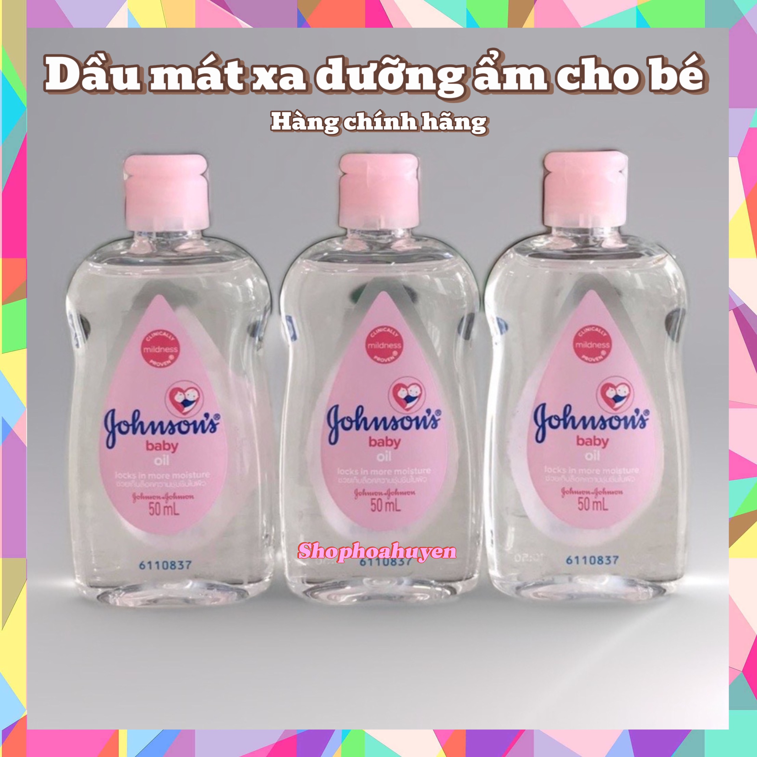 Dầu masage dưỡng ẩm  baby oil Johnons dùng cho em bé chai 50/200ml Hàng Chính Hãng