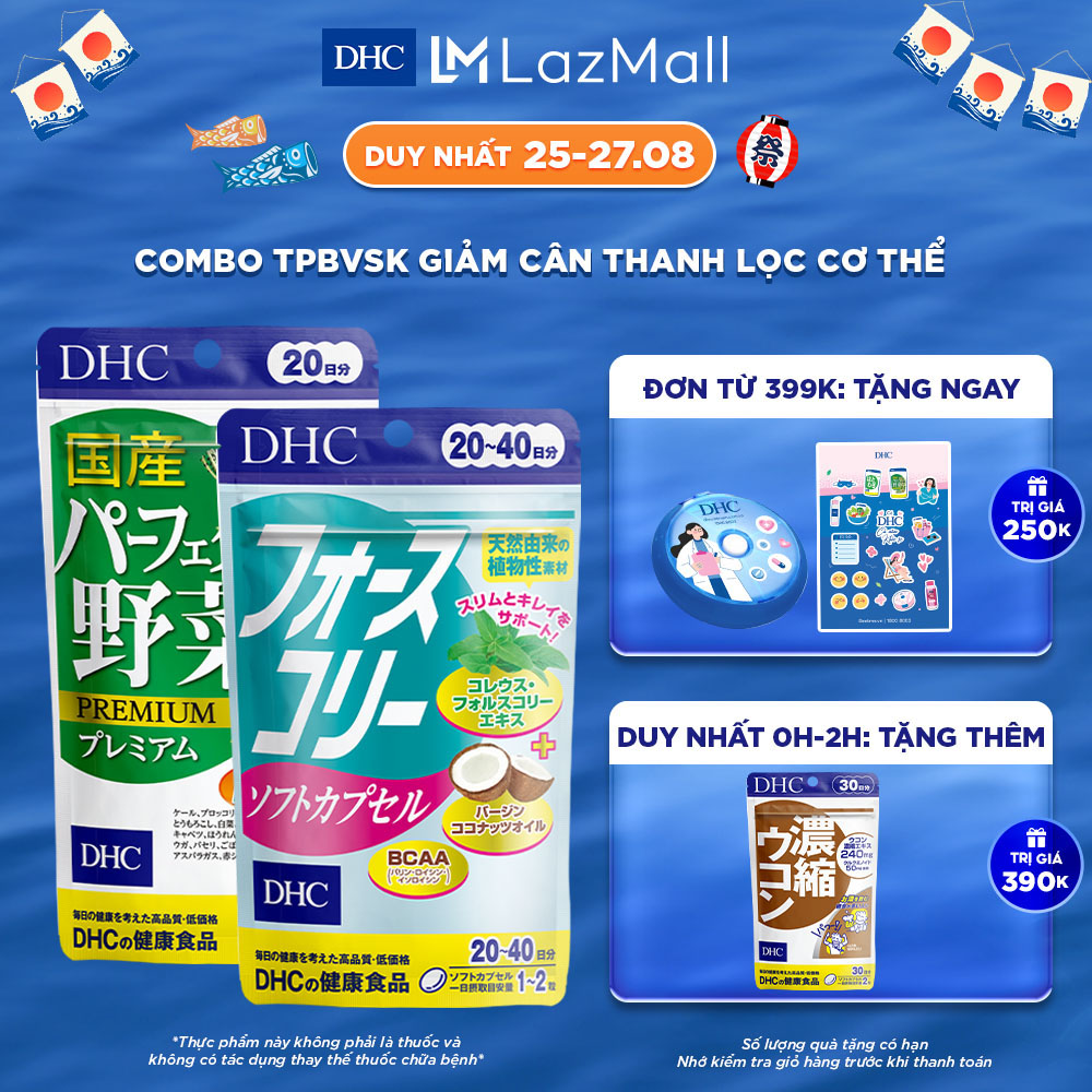 Combo tpbvsk dhc perfect vegetable + forskohlii soft capsule 20 ngày