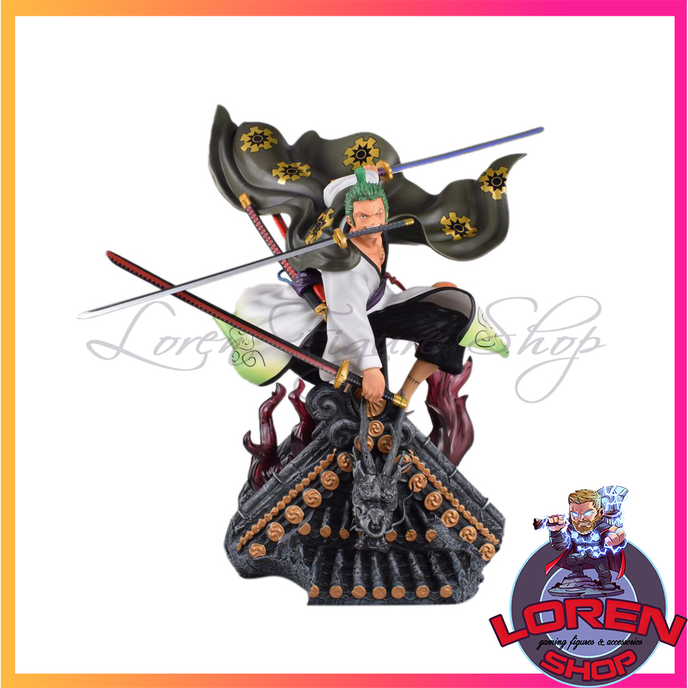 Mô hình Zoro Wano 21 cm, figure mô hình nhân vật Roronoa Zoro trên mái nhà ở Wano quốc bằng PVC lorenshop