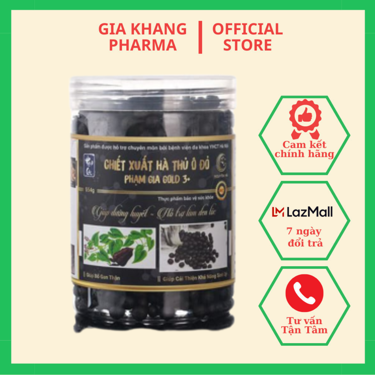 Hà thủ ô đỏ phạm gia gold 3+ đen tóc đỏ da không lo bạc sớm