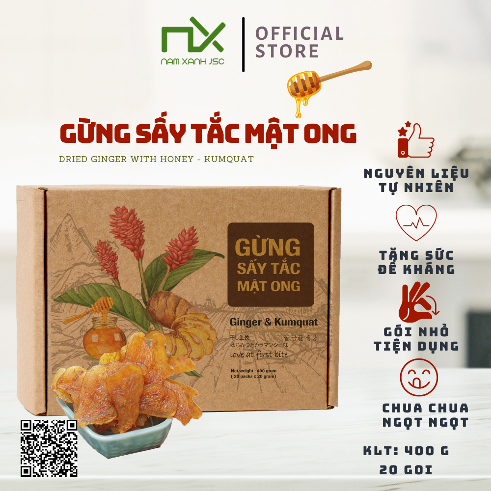 GỪNG SẤY TẮC MẬT ONG - HỘP 20 GÓI - 400G/ 560G