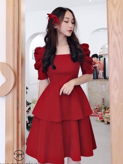 Đầm Nữ Ôm Eo 2 Tâng Cổ Điển Thanh Lịch Thời Trang HARI