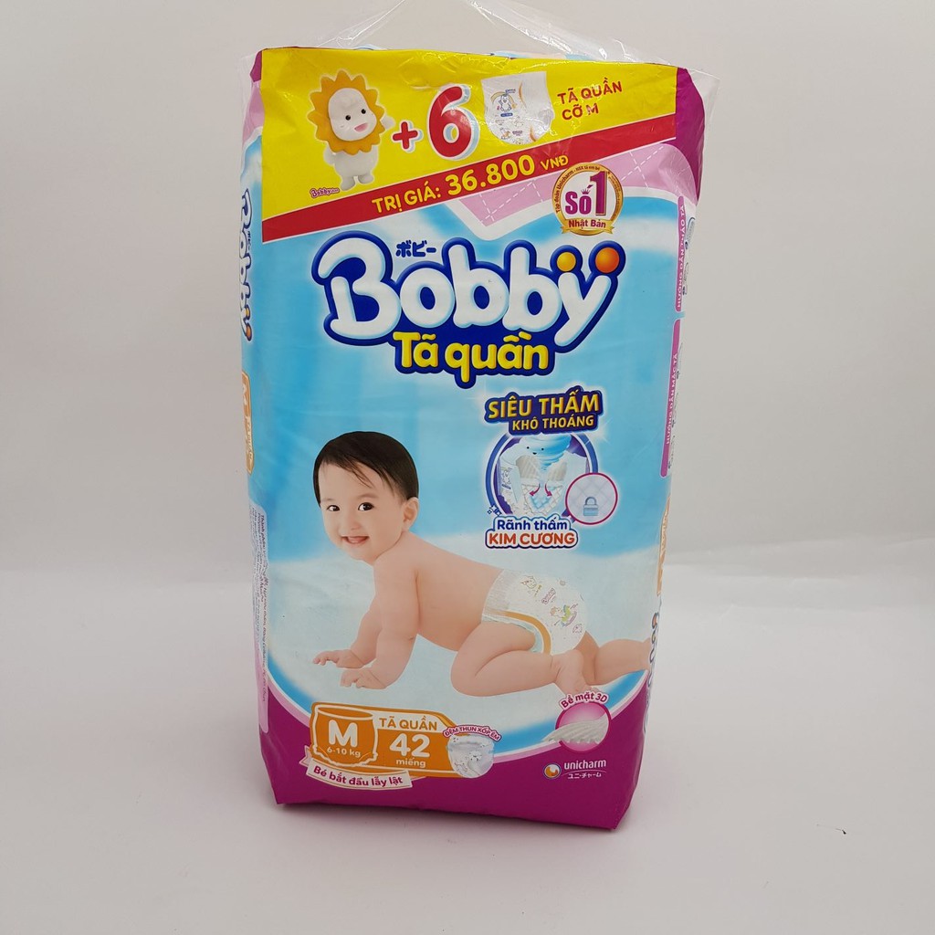 Tã quần Bobby M42 tặng 6 miếng