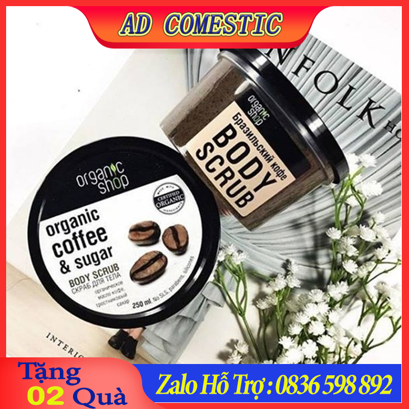 Muối tẩy da chết toàn thân Organic cà phê 250ml