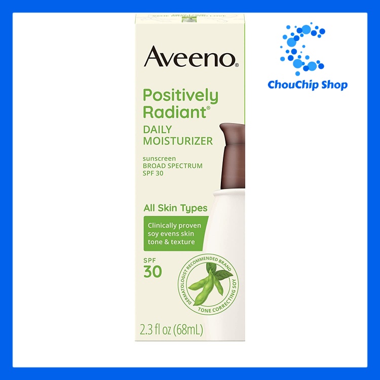 [HCM]Kem dưỡng ẩm làm trắng da Aveeno Positively Radiant Daily Facial Moisturizer with Total Soy Complex and Broad Spectrum SPF 30