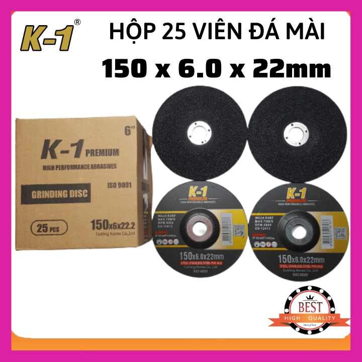 Hộp 25 viên đá mài sắt 150 | đá mài k1 150 | đá mài phi 150
