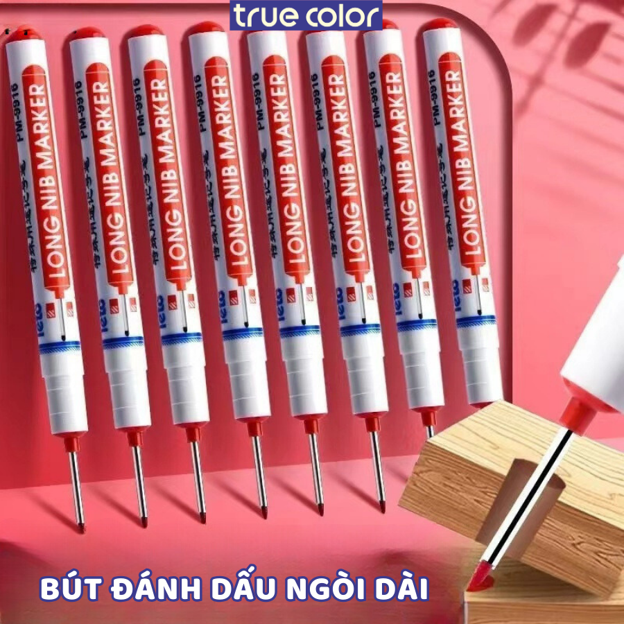 Bút Đánh Dấu Thợ Mộc, Kim Khí Ngòi Dài 2cm - Set 6 Bút Đánh Dấu Lỗ Sâu Nhiều Màu Đen Xanh Đỏ