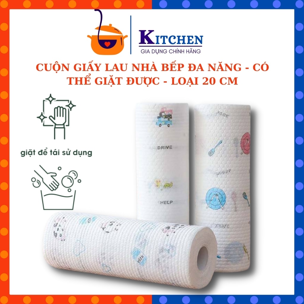 Cuộn giấy lau nhà bếp đa năng - tờ màu trắng có thể giặt được, màu trắng loại 20cm - Kitchen_stores1