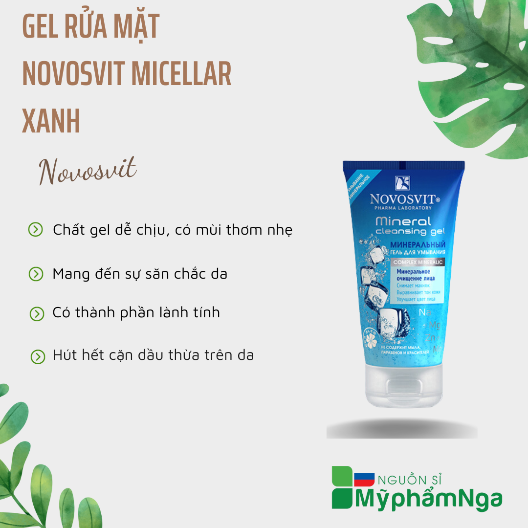 Gel rửa mặt Novosvit Micellar xanh Thành phần Khoáng