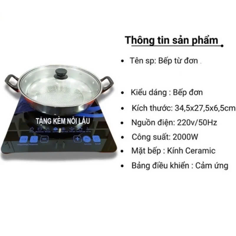 Bếp Từ Cảm Ứng PHILIIPL-02s kèm nồi [ BH 1 NĂM] ==> Thiết kế mới - Nấu Nhanh - AN TOÀN DỄ VỆ SINH SANG XỊN MỊN