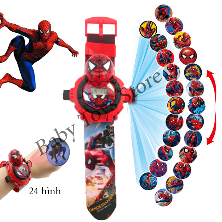 Đồng hồ chiếu hình lên tường cho bé gái hình nhân vật hoạt hình Doraemon  người nhện hiển thị ngày tháng giờ - Đồng hồ cho bé trai bé gái cute - Thế giới đồ chơi dành cho bé 3 tuổi - Quà tặng sinh nhật cho trẻ