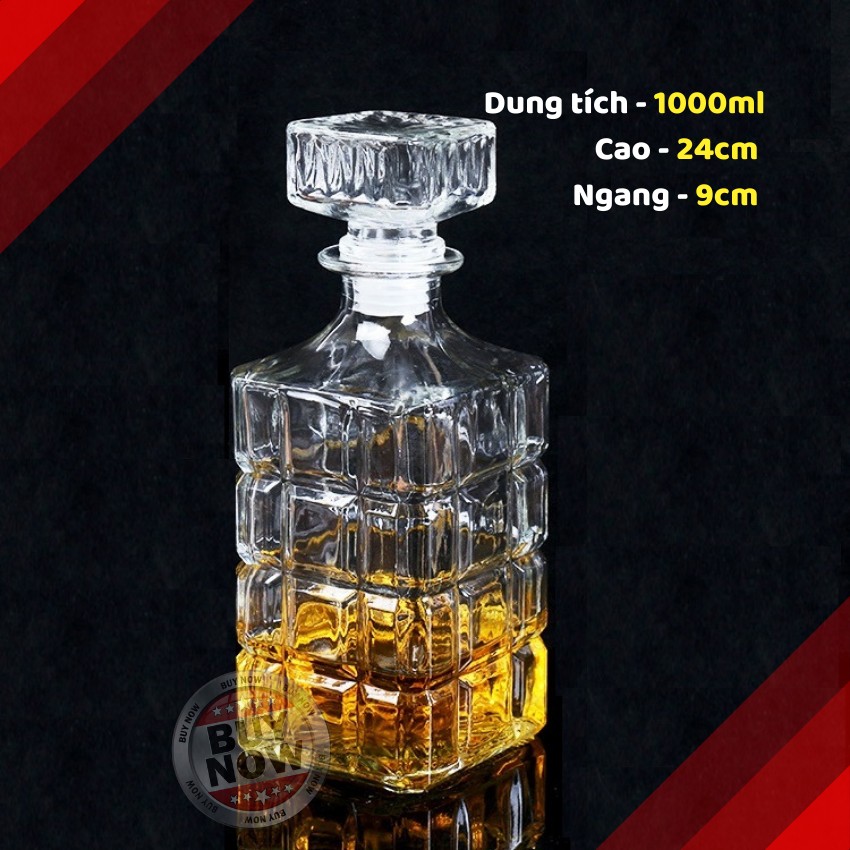 [HCM][HÀNG LOẠI 1] Chai Đựng Rượu Thủy Tinh Vuông Caro 1000ml - Chai Thủy Tinh Đựng Rượu – M04 - Chai Đựng Rượu Thủy Tinh - Bình Ngâm Rượu - Chai Thủy Tinh 1000ml – Vỏ Chai Rượu Đẹp – Bình Sâm – Bình Ngâm Rượu Sâm - Topbanchaynhat