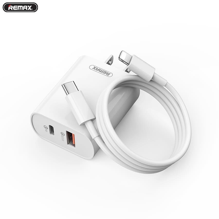 Bộ sạc nhanh chính hãng remax rp- u37 qc3.0 pd 18w cáp type- c lightning
