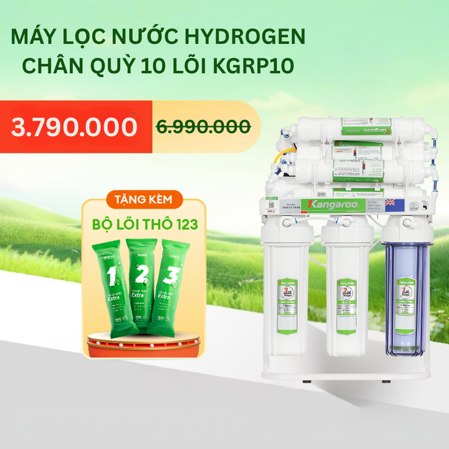 [MIỄN PHÍ LẮP ĐẶT] Máy Lọc Nước Kangaroo Hydrogen 10 Lõi Chân Quỳ KGRP10